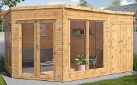 mercia large corner summerhouse with shed small image